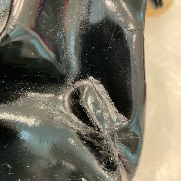 Valentino Garavani Black Patent Leather Braided Handle Shoulder Bag Tote w/ wear - Picture 14 of 16